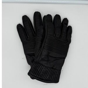 Olympia Black Leather Gloves Ribbed Knit Cuff Top Grade Cowhide Vintage